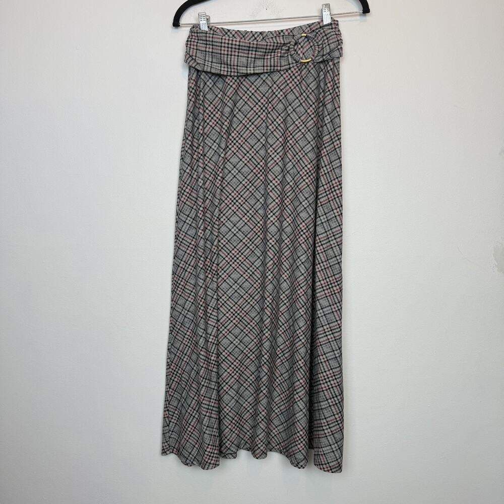 Vintage Y2K Robert Louis belted plaid maxi skirt witchy grunge SM autumn